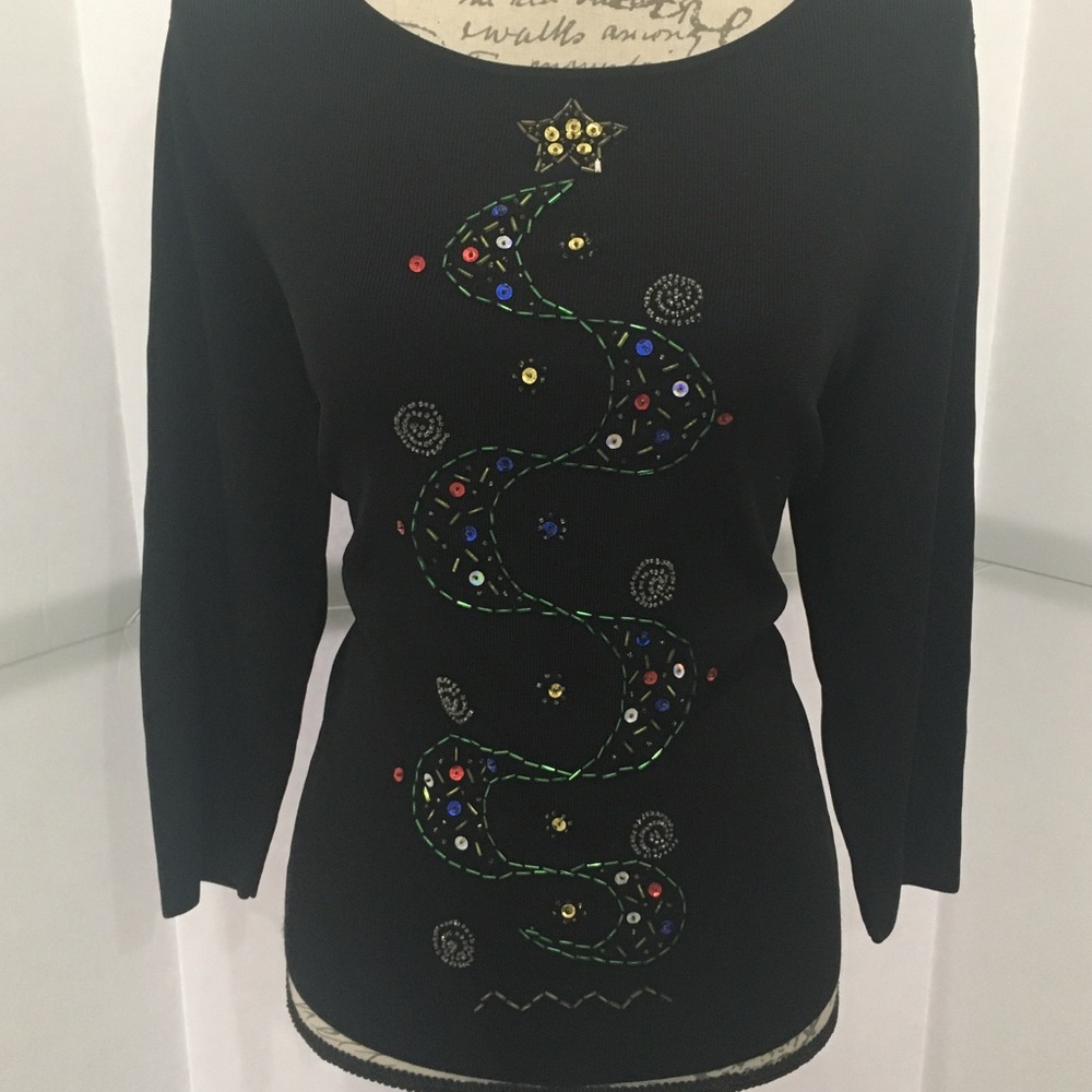 Lucia Burns XL Black Christmas tree long sleeve